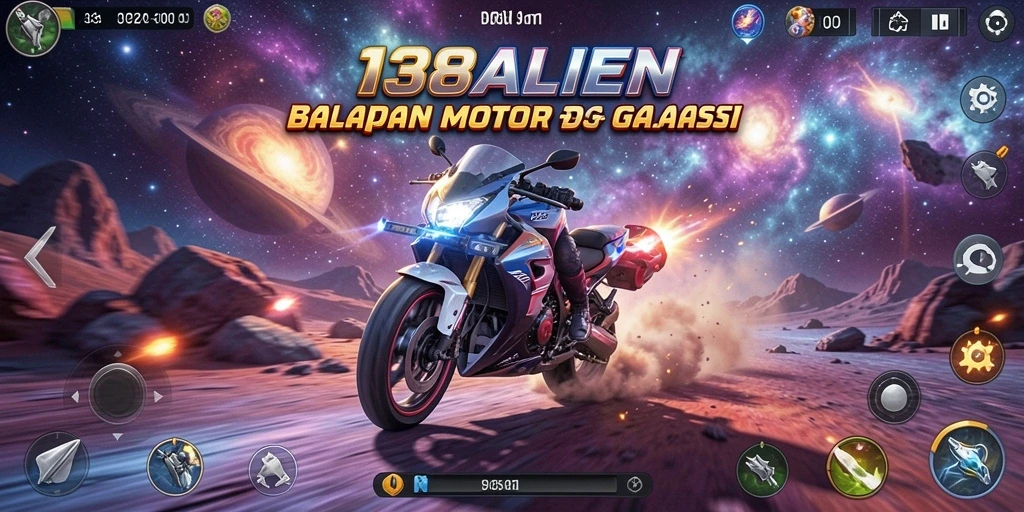 Tampilan gameplay <strong>138ALIEN</strong> yang menarik dengan aksi balapan luar angkasa.