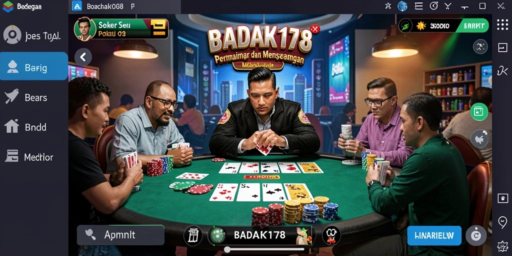 Tampilan gameplay seru di <strong>BADAK178</strong> menunjukkan momen ketegangan poker.