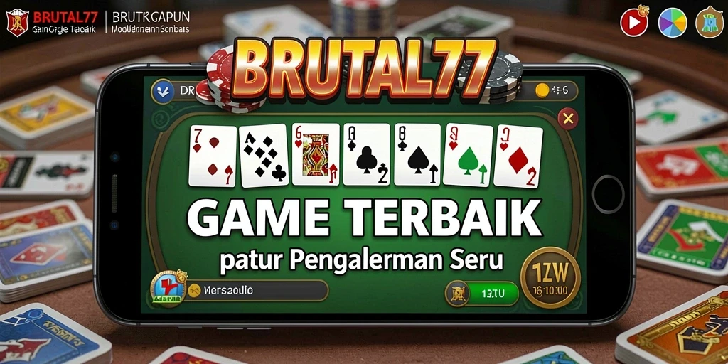 Tampilan gameplay BRUTAL77 menampilkan suasana permainan Gaple yang seru.