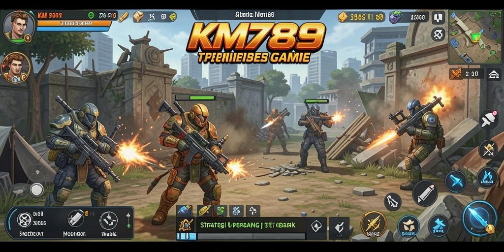 Tampilan gameplay yang mendebarkan dari KM789 di medan perang yang penuh strategi.