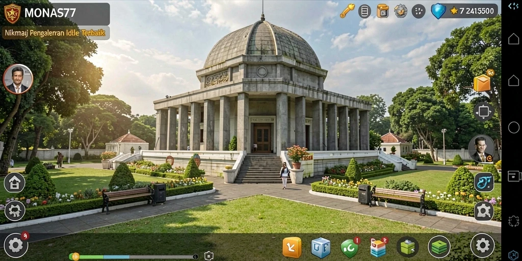 Screenshot gameplay menunjukkan aksi santai dalam MONAS77.