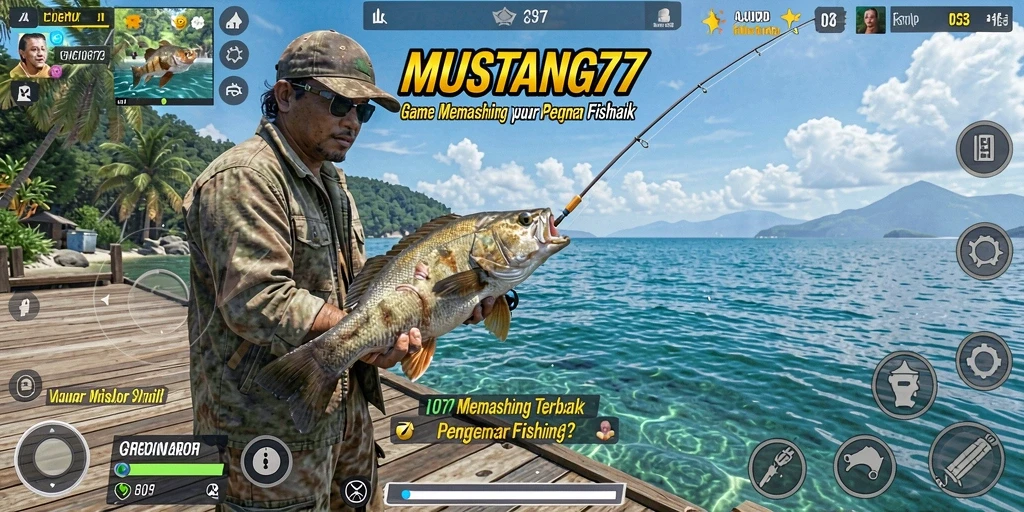 Tampilan gameplay menarik di MUSTANG77 dengan aksi memancing yang seru.