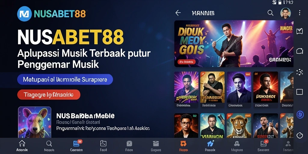 Screenshot NUSABET88 menampilkan antarmuka aplikasi yang menarik dan musik yang beragam.