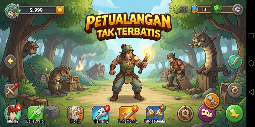 Tampilan menarik dari gameplay SL999 yang penuh warna dan karakter unik.