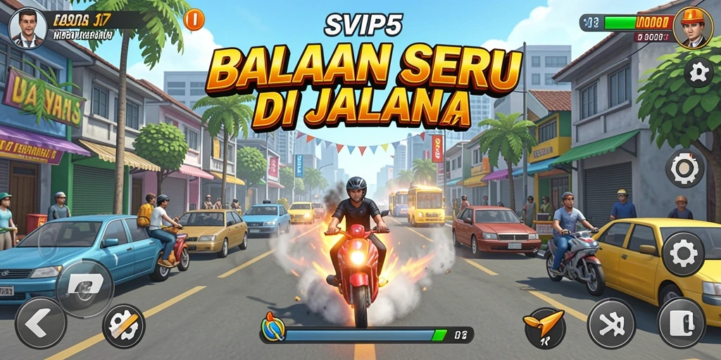 Tampilan nyata balapan seru di SVIP5 dengan kendaraan cepat dan trek menantang.
