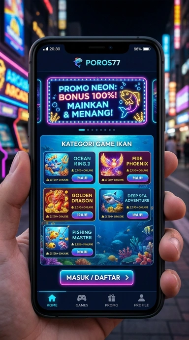 Tampilan utama aplikasi poros77 dengan berbagai pilihan aplikasi.